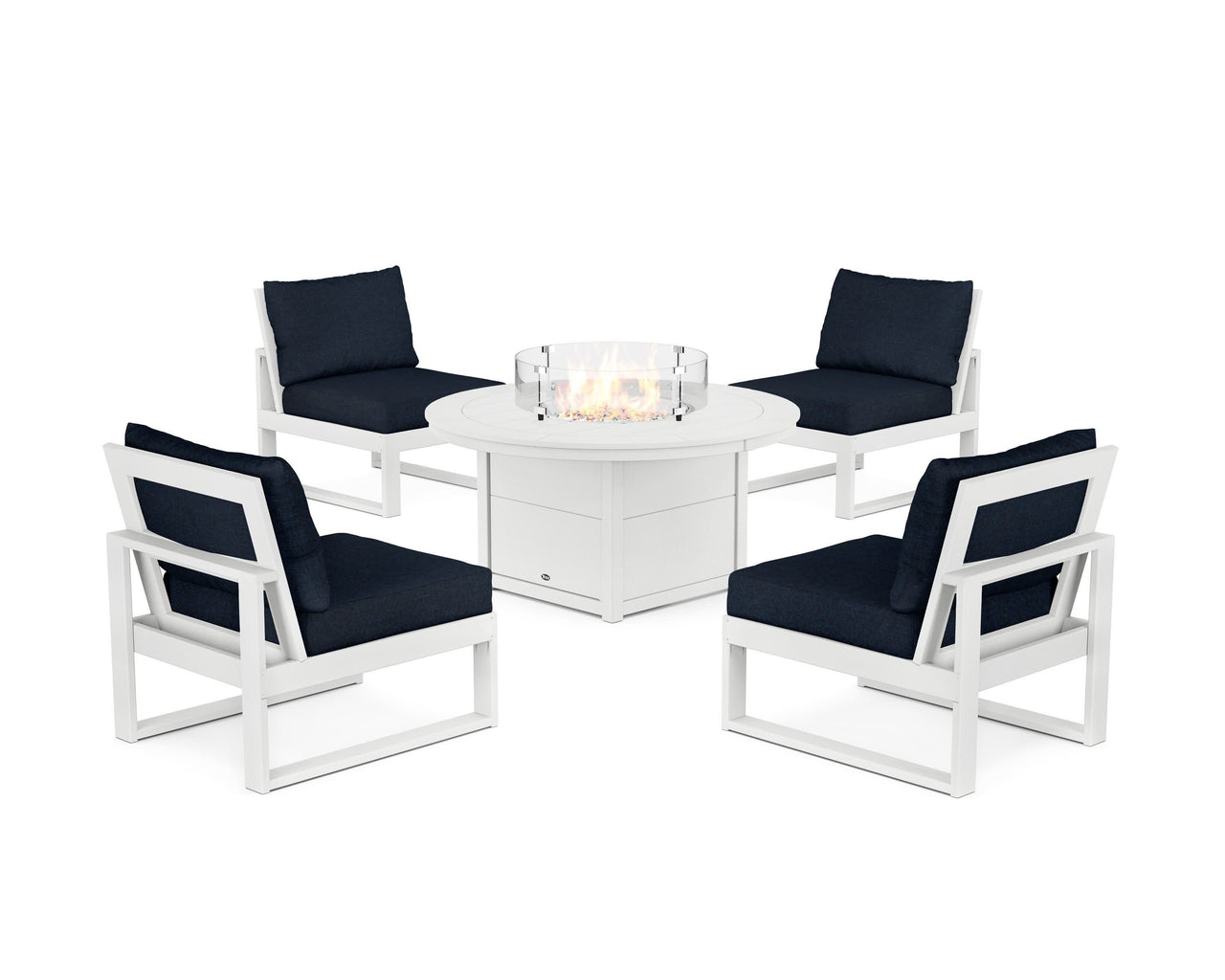 Trex Eastport Modular 5-Piece Deep Seating Set with Round Fire Pit Table