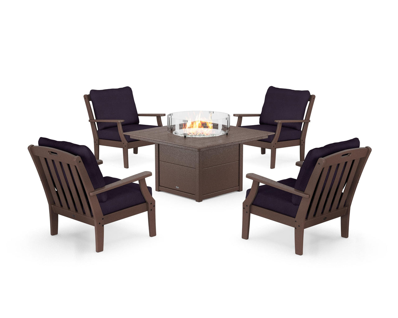 Trex Yacht Club 5-Piece Deep Seating Set with Square Fire Pit Table