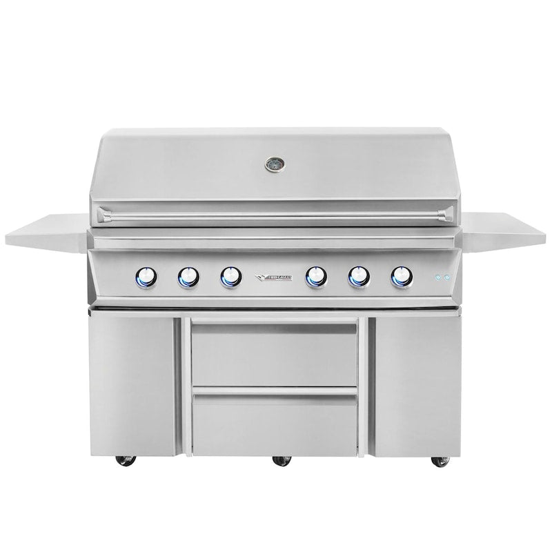 Twin Eagles 54-Inch 4-Burner Gas Grill with Sear Zone & Two Infrared Rotisserie Burners On Deluxe Cart