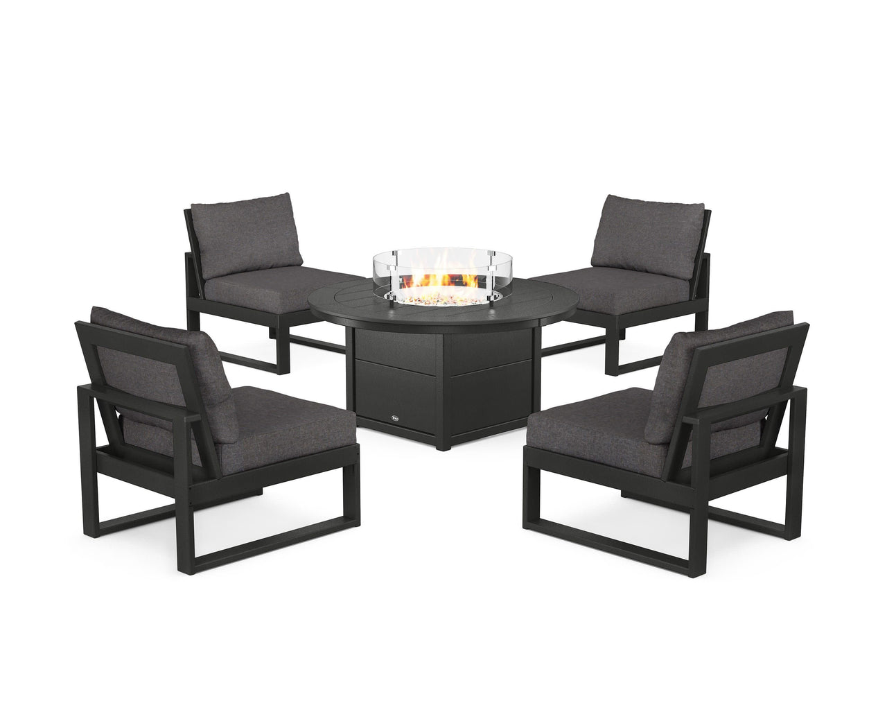 Trex Eastport Modular 5-Piece Deep Seating Set with Round Fire Pit Table