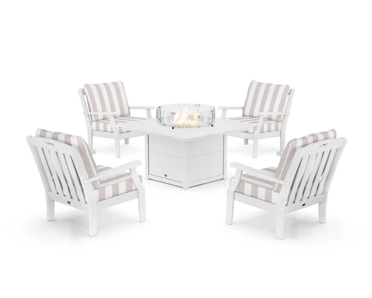 Trex Yacht Club 5-Piece Deep Seating Set with Square Fire Pit Table