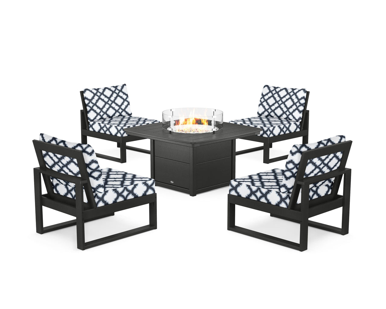 Trex Eastport Modular 5-Piece Deep Seating Set with Yacht Club Fire Pit Table