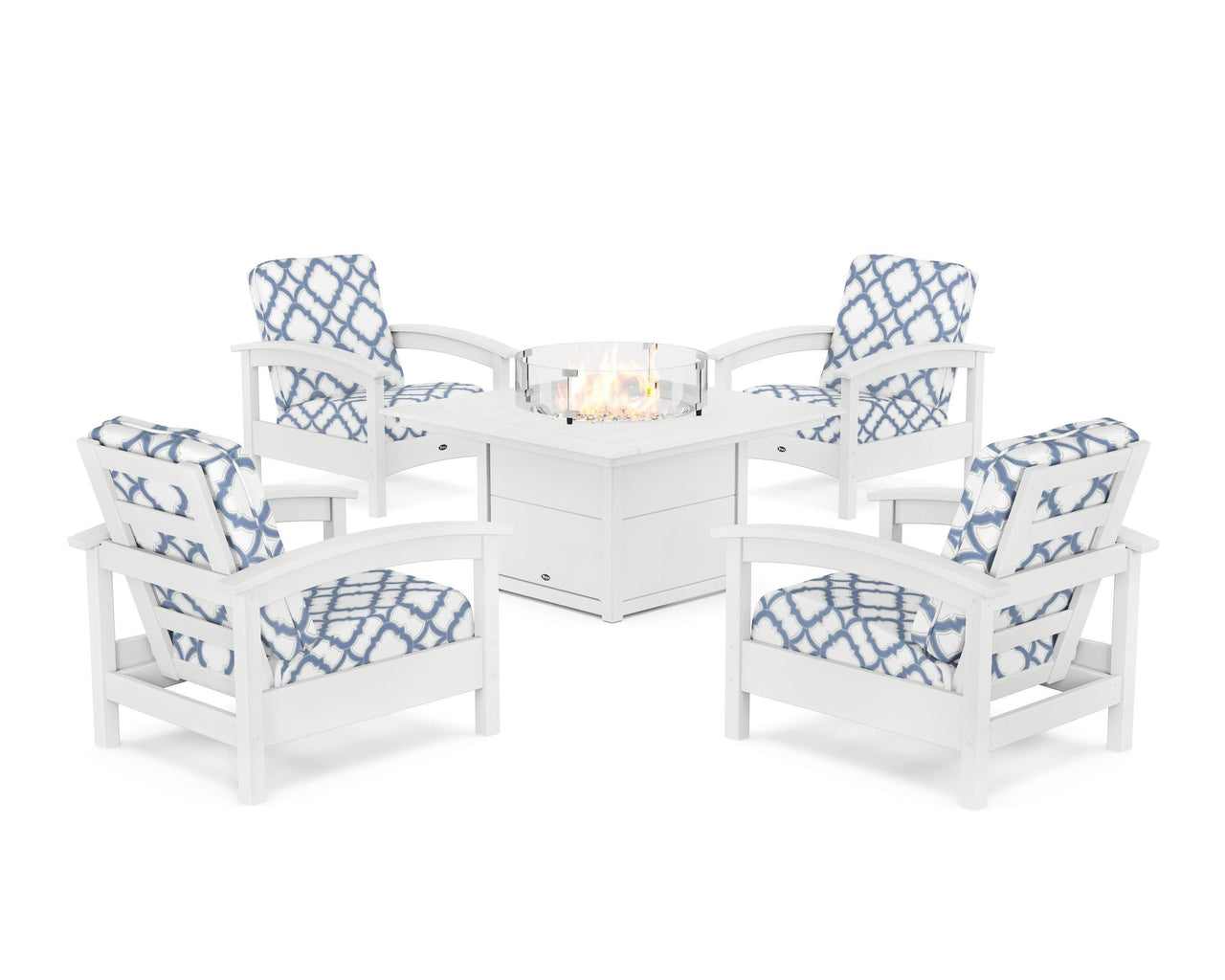 Trex Rockport 5-Piece Deep Seating Set with Square Fire Pit Table