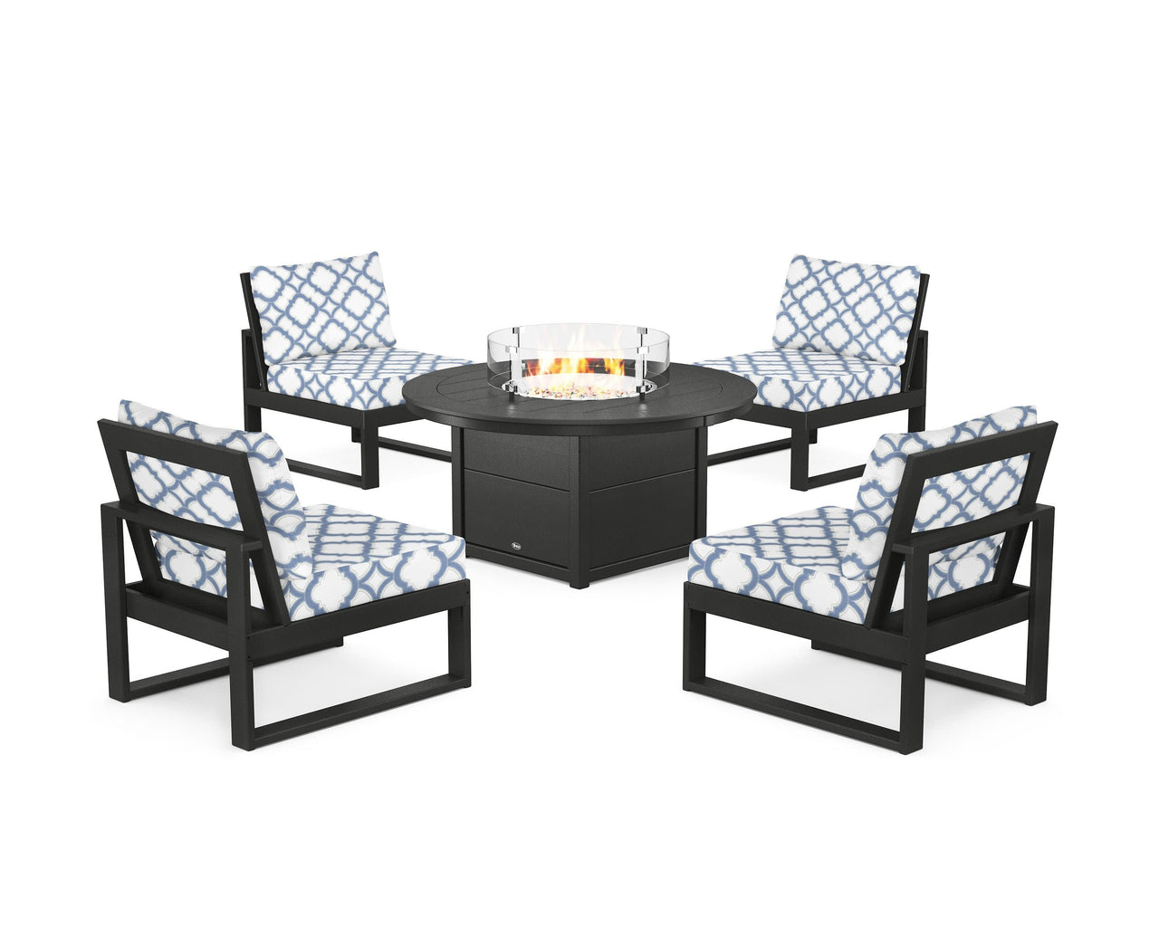 Trex Eastport Modular 5-Piece Deep Seating Set with Round Fire Pit Table