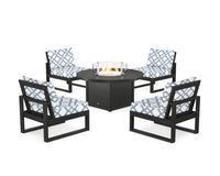 Thumbnail for Trex Eastport Modular 5-Piece Deep Seating Set with Round Fire Pit Table