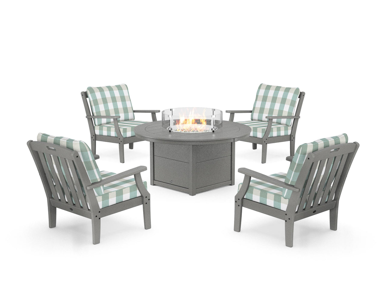 Trex Yacht Club 5-Piece Deep Seating Set with Round Fire Pit Table