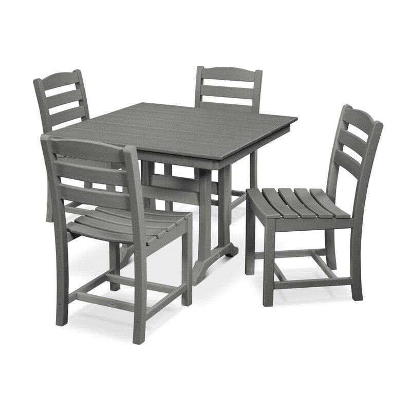 POLYWOOD La Casa Cafe 5 Piece Farmhouse Trestle Side Chair Dining Set