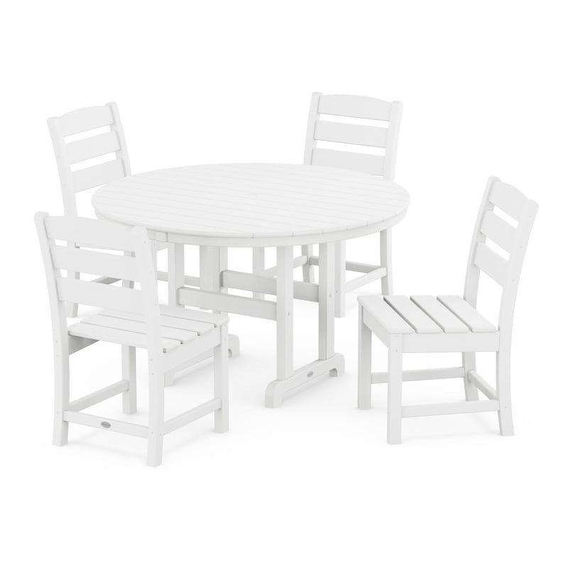 POLYWOOD Lakeside 5 Piece Round Side Chair Dining Set