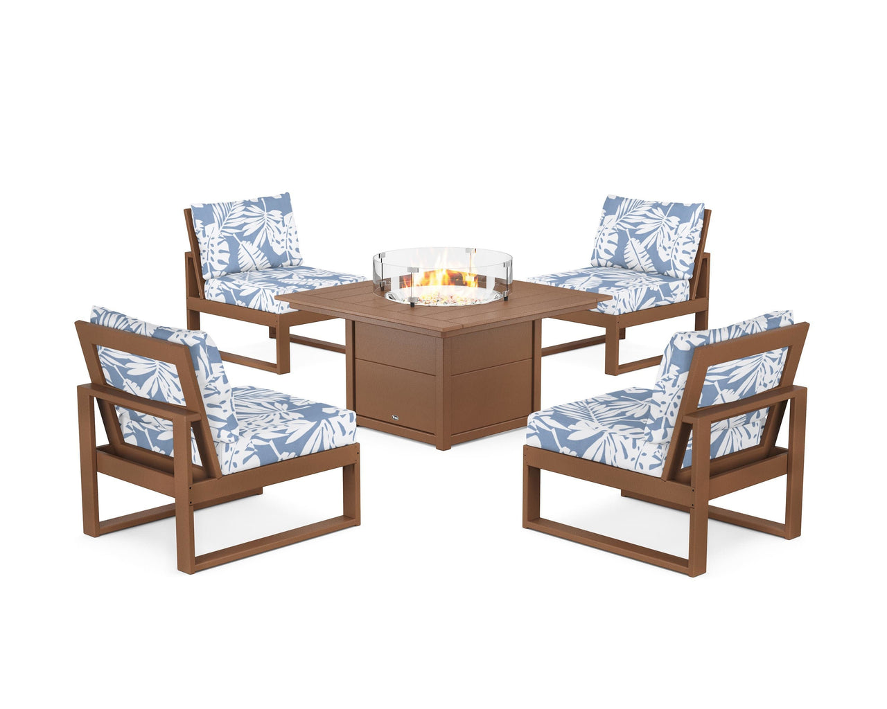 Trex Eastport Modular 5-Piece Deep Seating Set with Square Fire Pit Table
