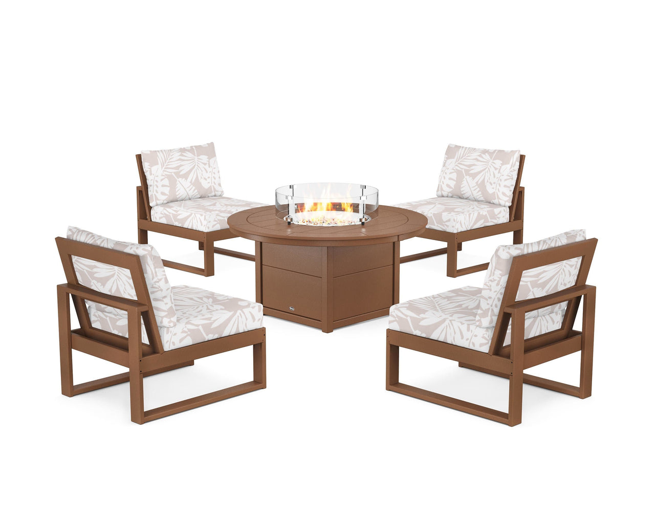 Trex Eastport Modular 5-Piece Deep Seating Set with Round Fire Pit Table