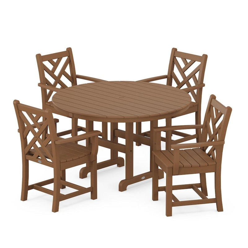 POLYWOOD Chippendale 5 Piece Round Arm Chair Dining Set