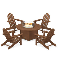 Thumbnail for POLYWOOD Classic Adirondack 5 Piece Conversation Set W Fire Pit Table