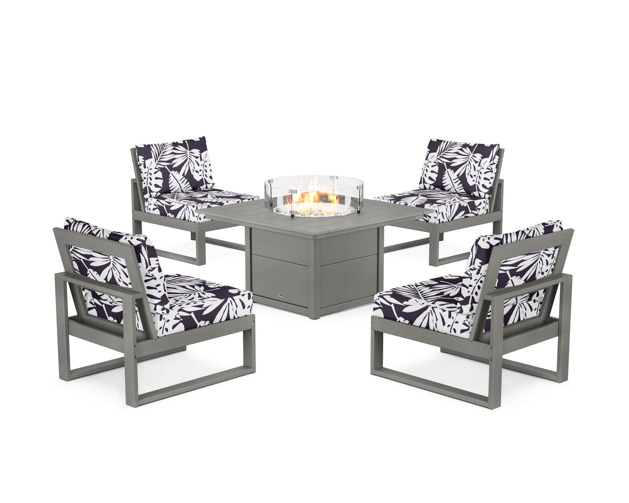 Trex Eastport Modular 5-Piece Deep Seating Set with Square Fire Pit Table