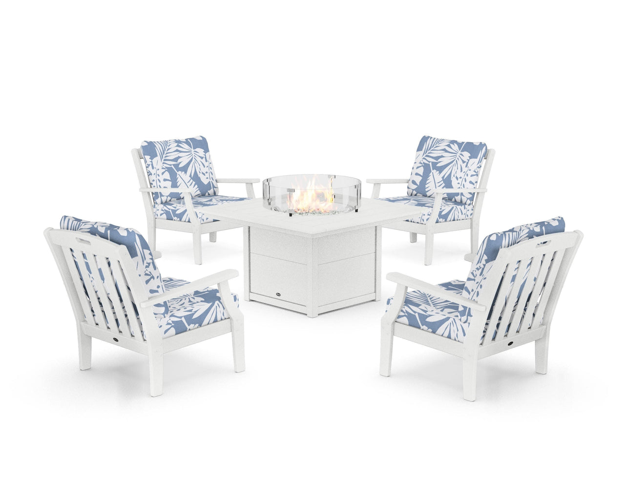 Trex Yacht Club 5-Piece Deep Seating Set with Square Fire Pit Table