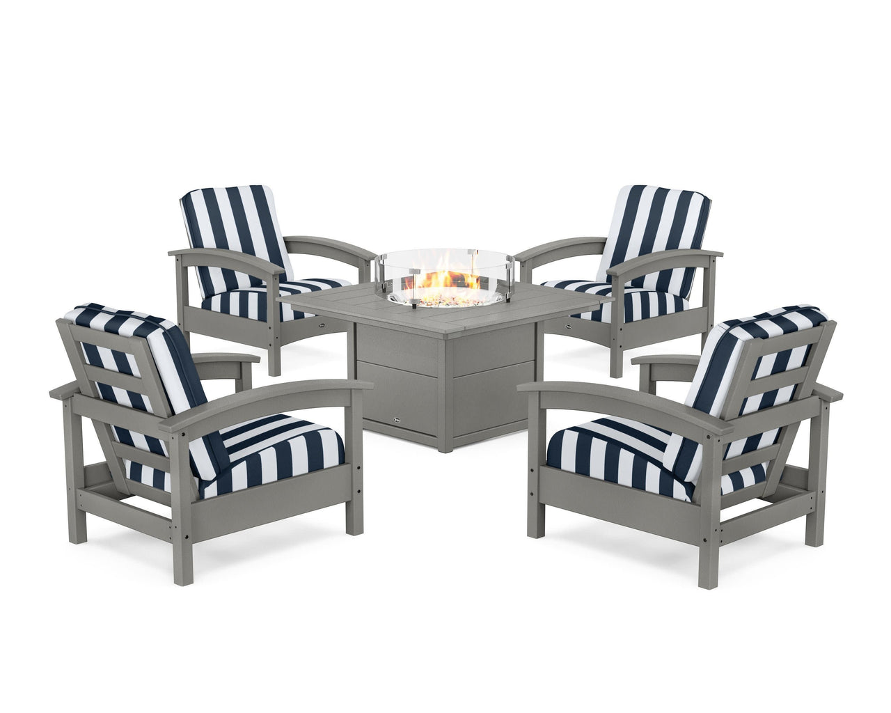 Trex Rockport 5-Piece Deep Seating Set with Square Fire Pit Table