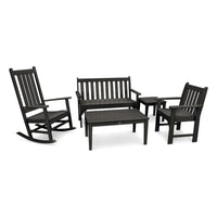 Thumbnail for Polywood Vineyard 5 Piece Bench Rocking Chair Set