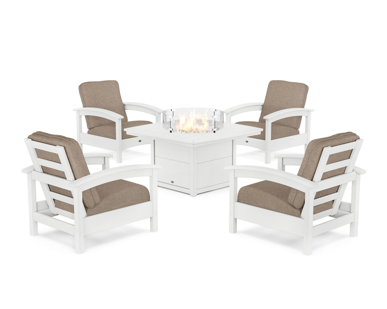 Trex Rockport 5-Piece Deep Seating Set with Yacht Club Fire Pit Table