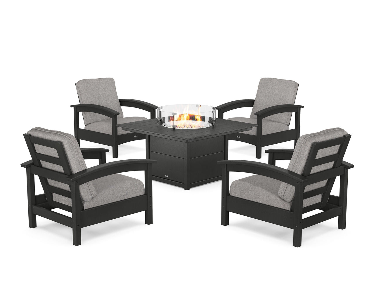 Trex Rockport 5-Piece Deep Seating Set with Square Fire Pit Table