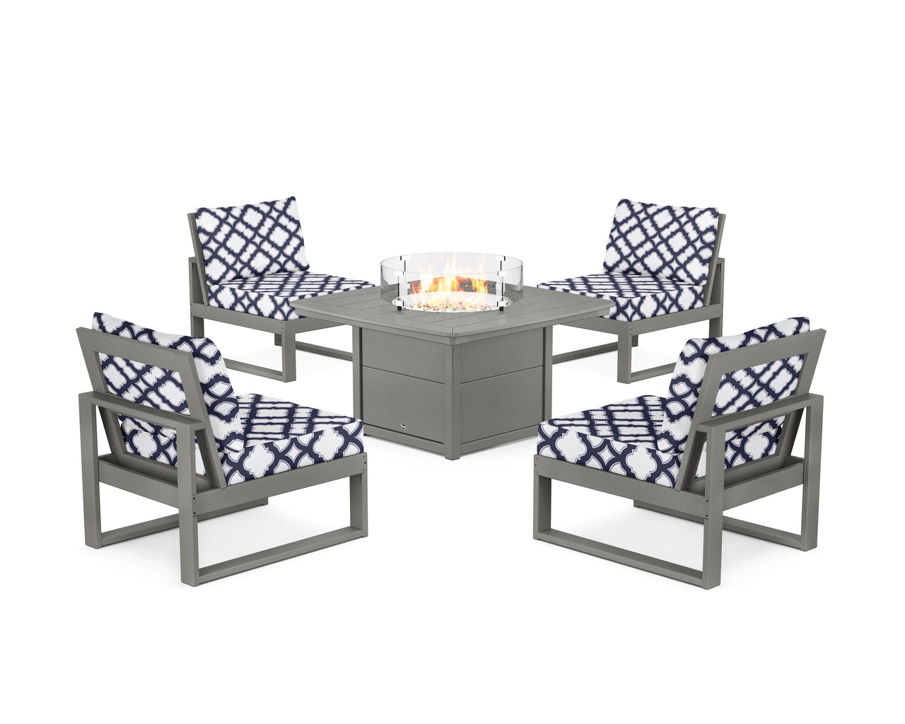 Trex Eastport Modular 5-Piece Deep Seating Set with Yacht Club Fire Pit Table