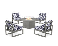 Thumbnail for Trex Eastport Modular 5-Piece Deep Seating Set with Yacht Club Fire Pit Table