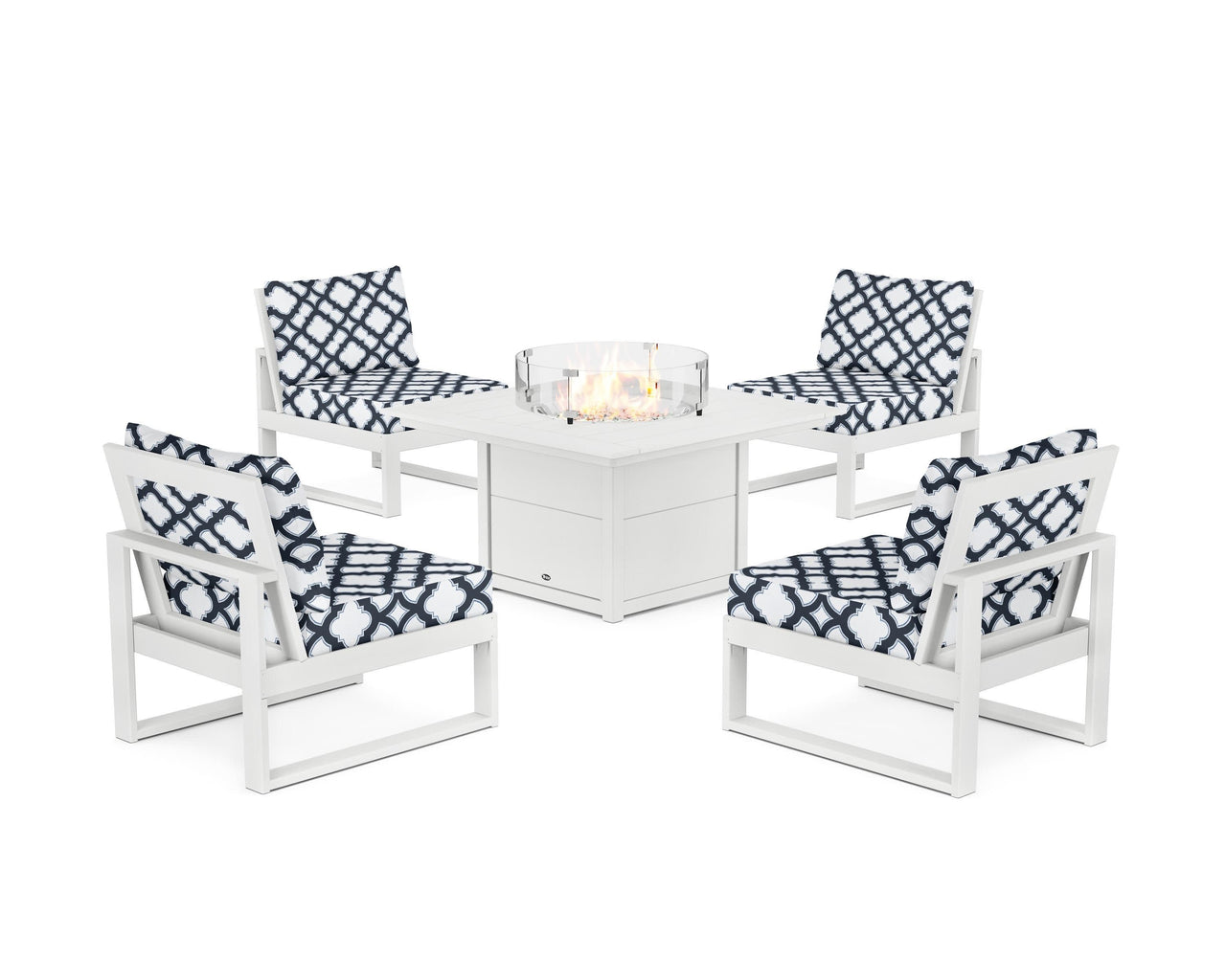 Trex Eastport Modular 5-Piece Deep Seating Set with Square Fire Pit Table