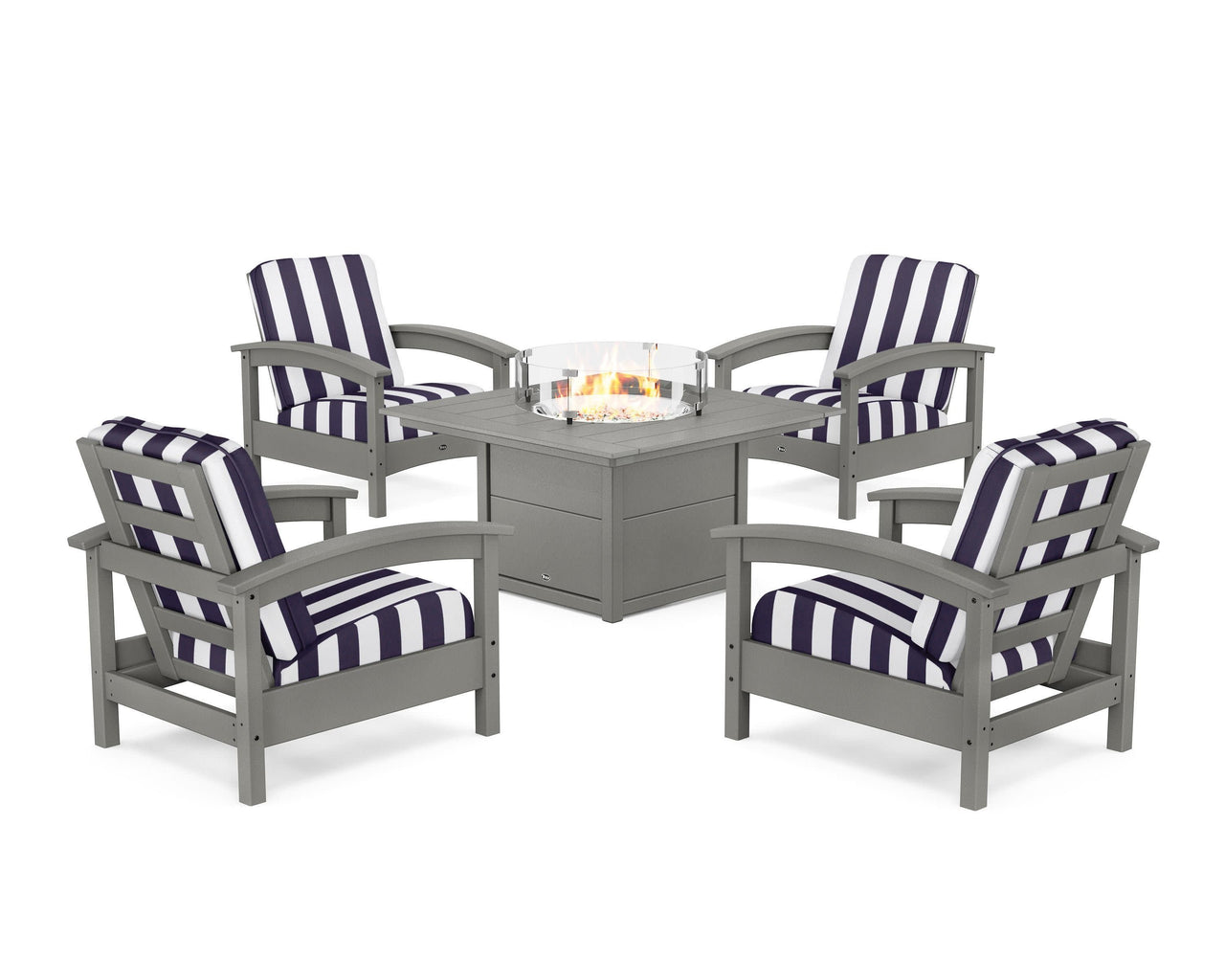 Trex Rockport 5-Piece Deep Seating Set with Square Fire Pit Table