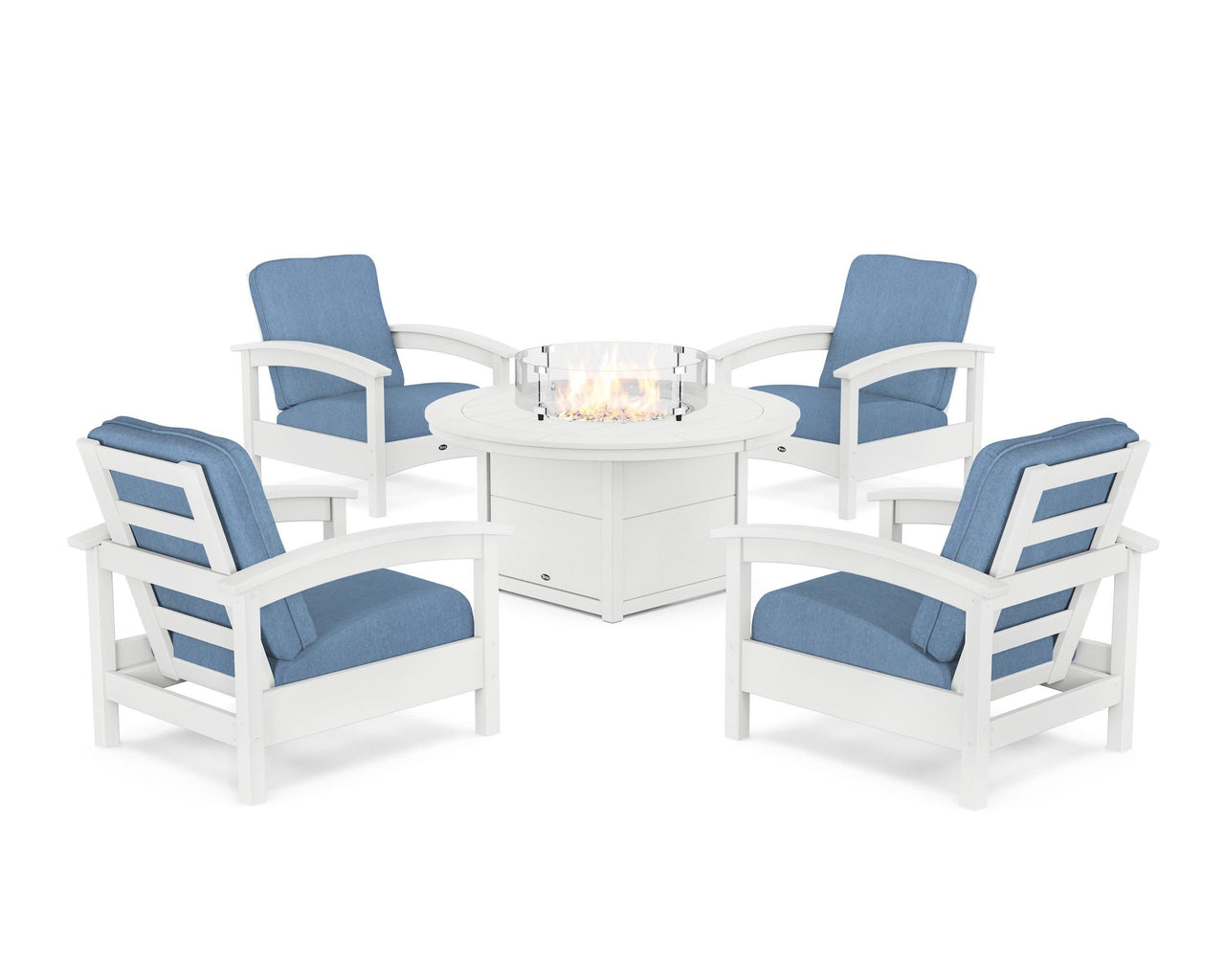Trex Rockport 5-Piece Deep Seating Set with Round Fire Pit Table