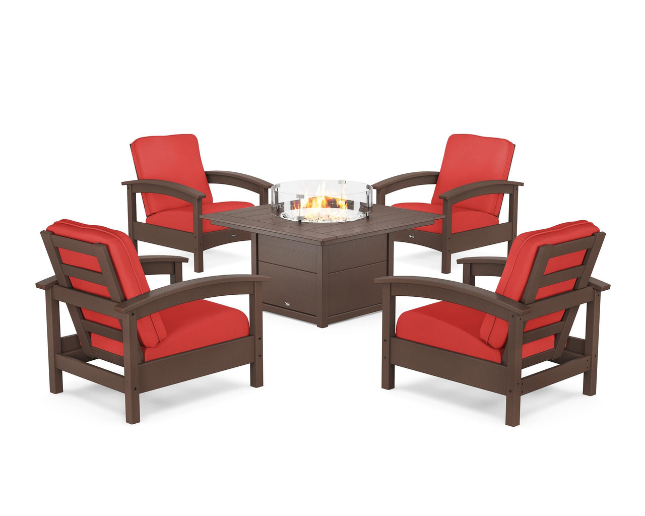Trex Rockport 5-Piece Deep Seating Set with Square Fire Pit Table