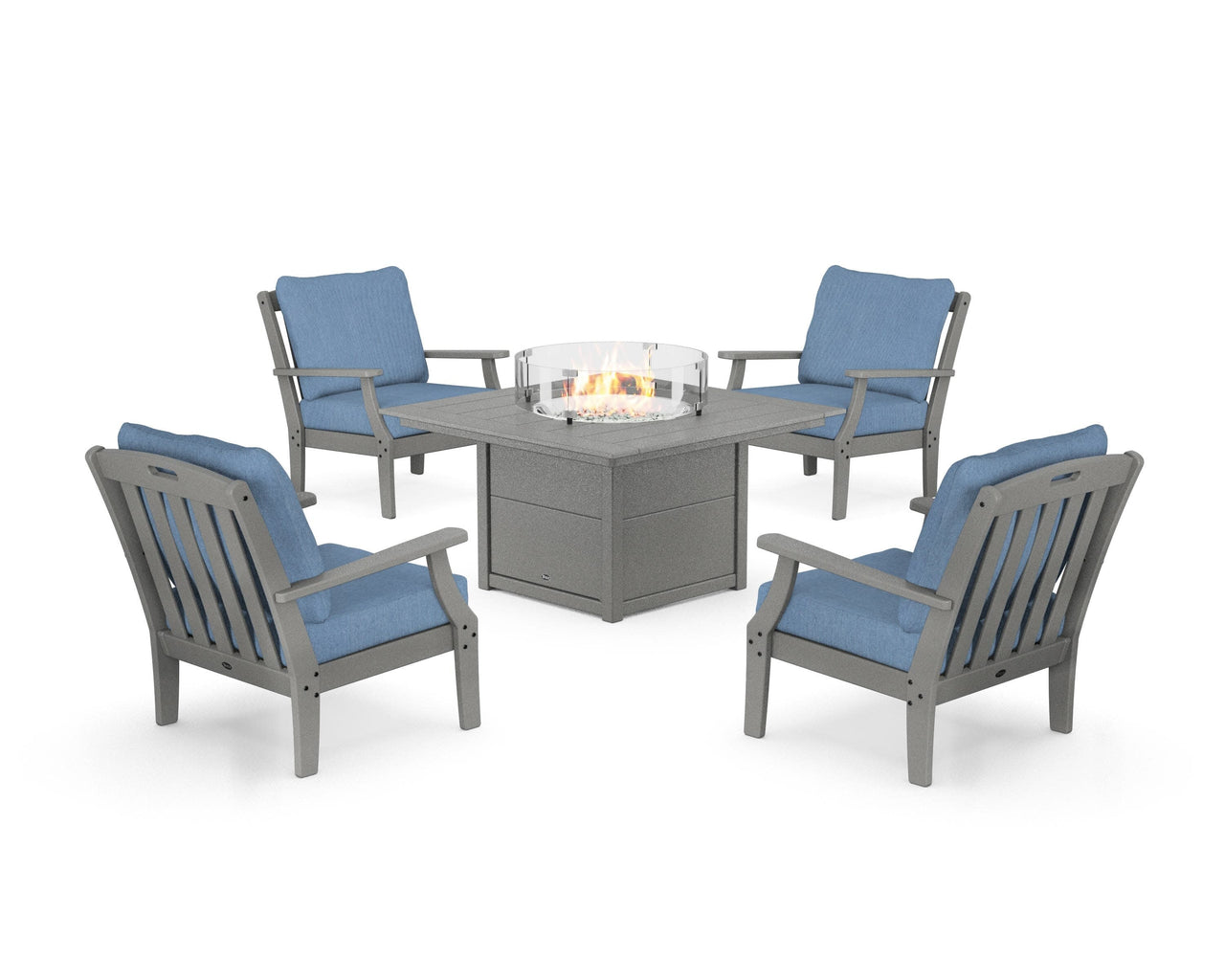 Trex Yacht Club 5-Piece Deep Seating Set with Square Fire Pit Table