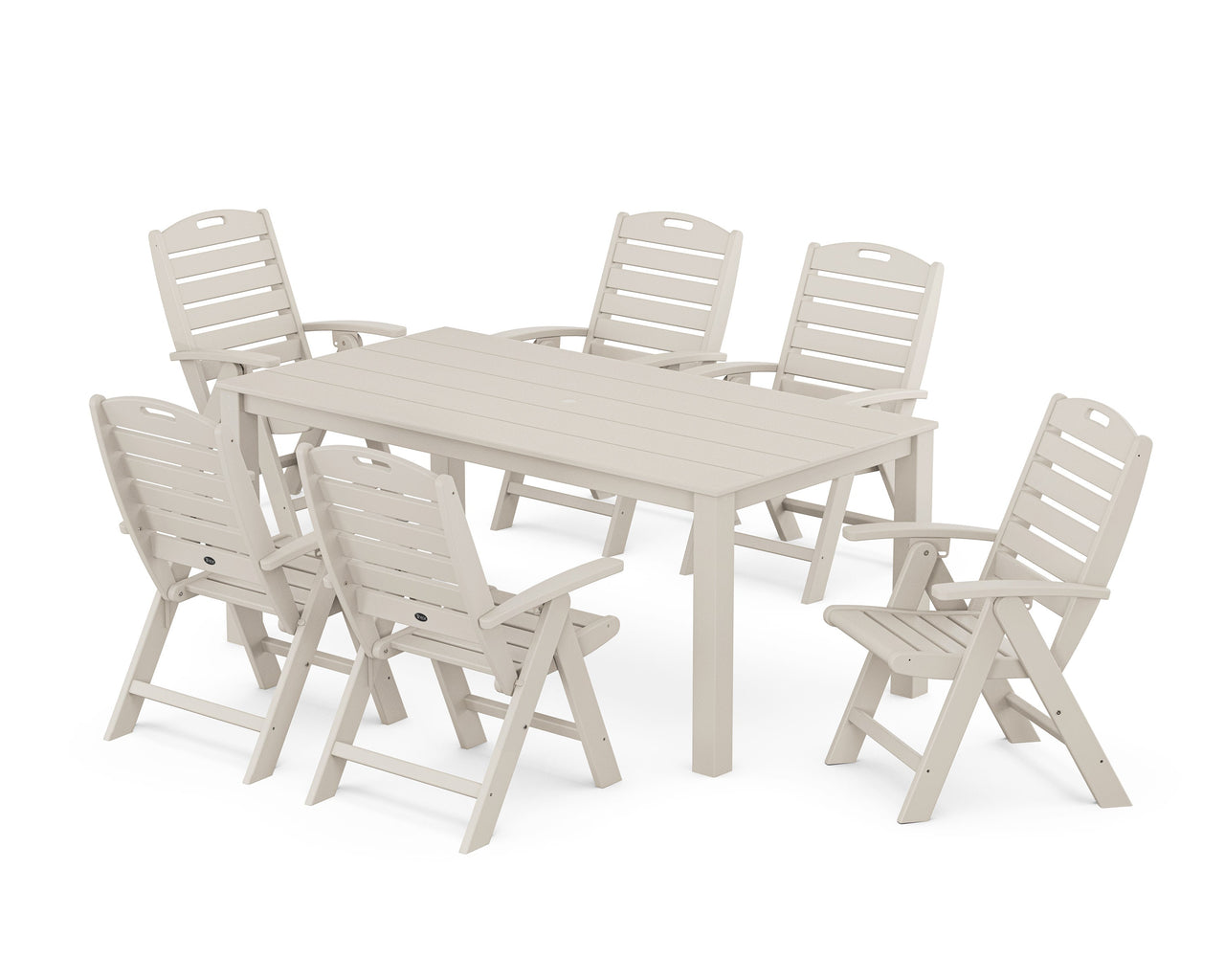 Trex Yacht Club Highback Chair 7-Piece Parsons Dining Set - Sand Castle