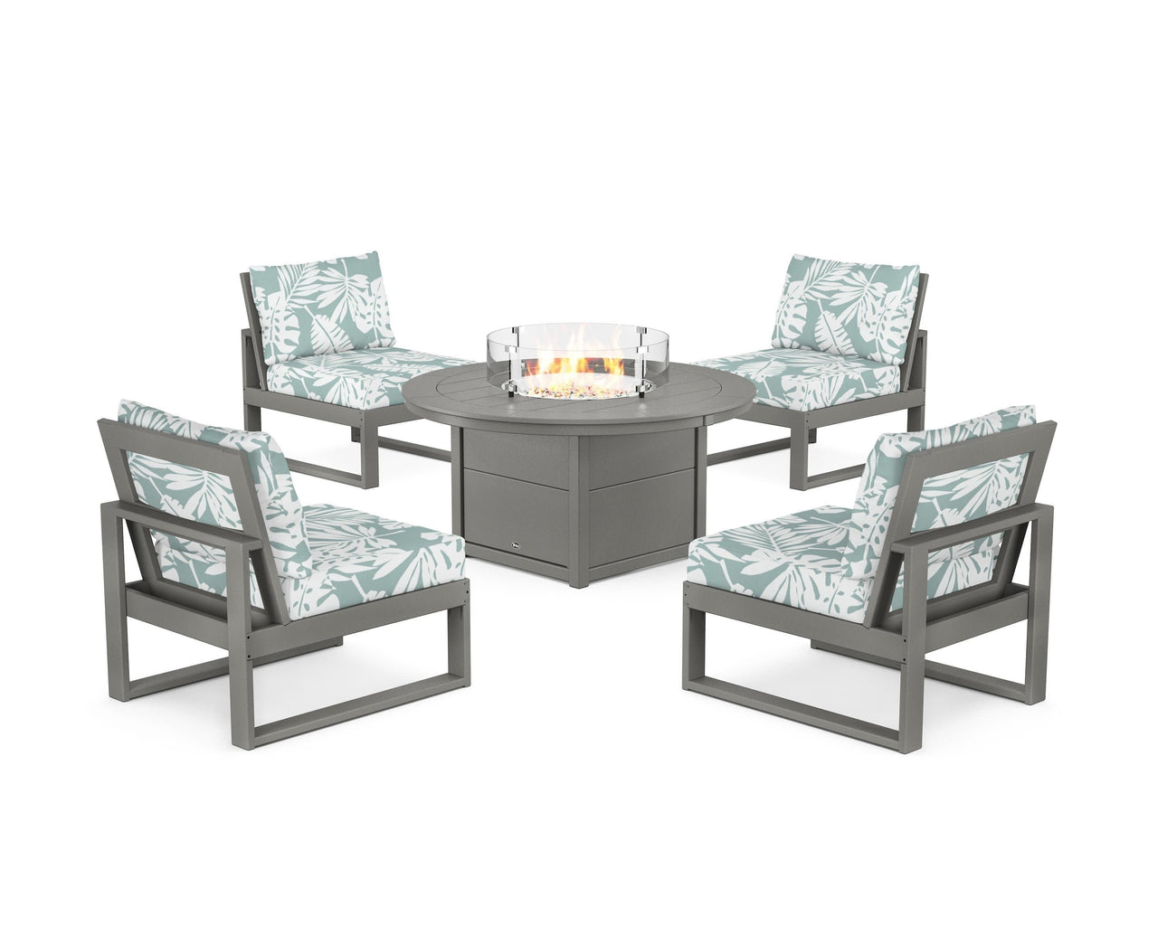 Trex Eastport Modular 5-Piece Deep Seating Set with Round Fire Pit Table