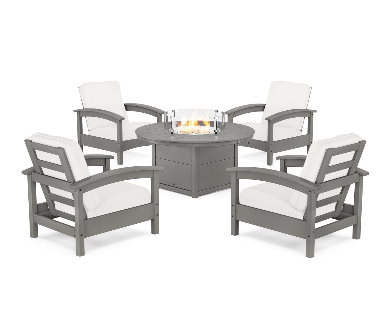 Trex Rockport 5-Piece Deep Seating Set with Round Fire Pit Table