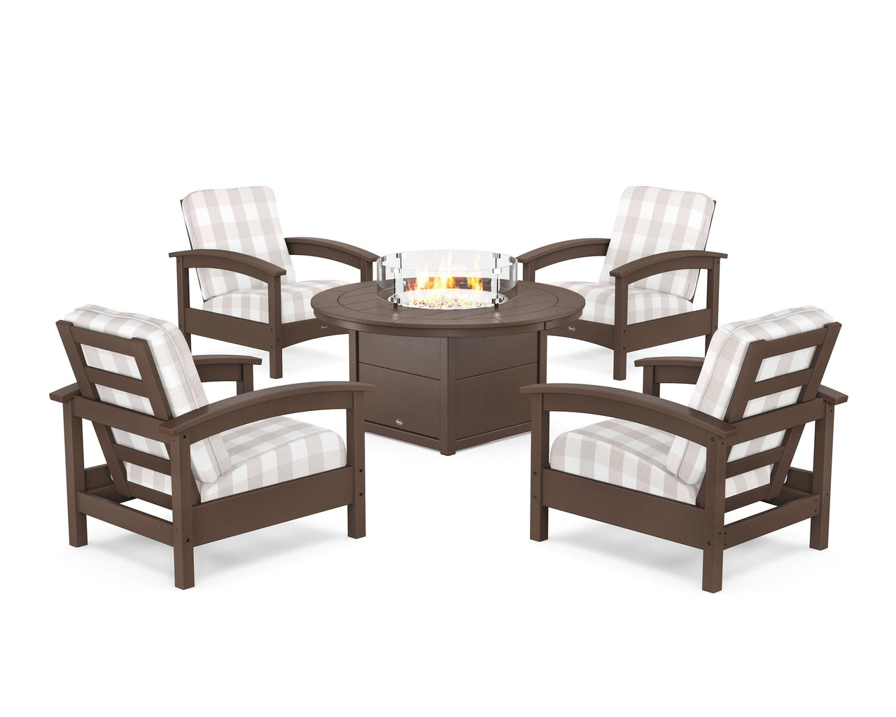 Trex Rockport 5-Piece Deep Seating Set with Round Fire Pit Table