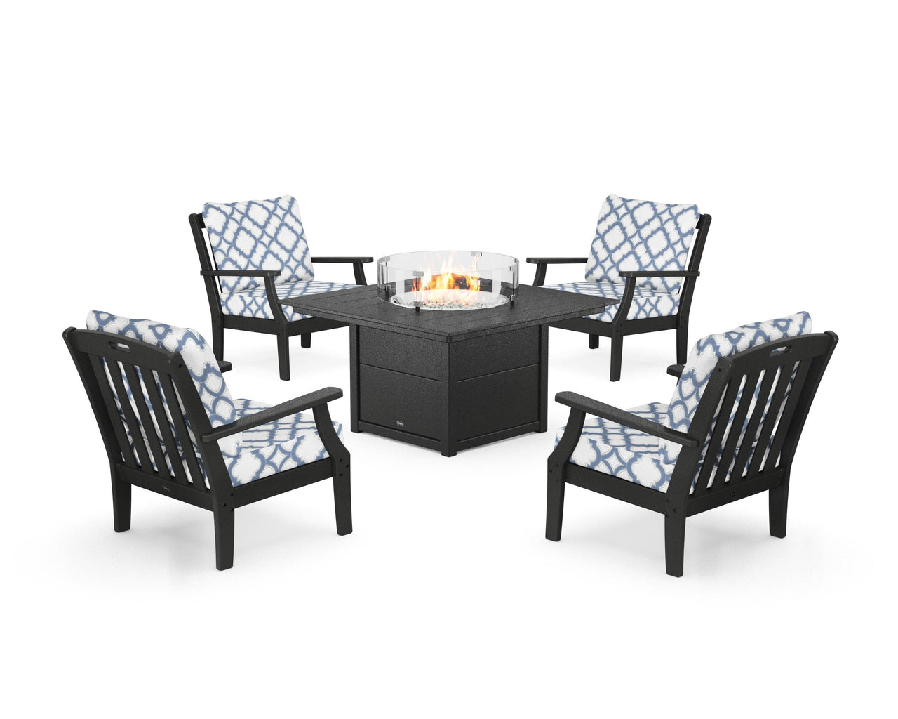 Trex Yacht Club 5-Piece Deep Seating Set with Square Fire Pit Table