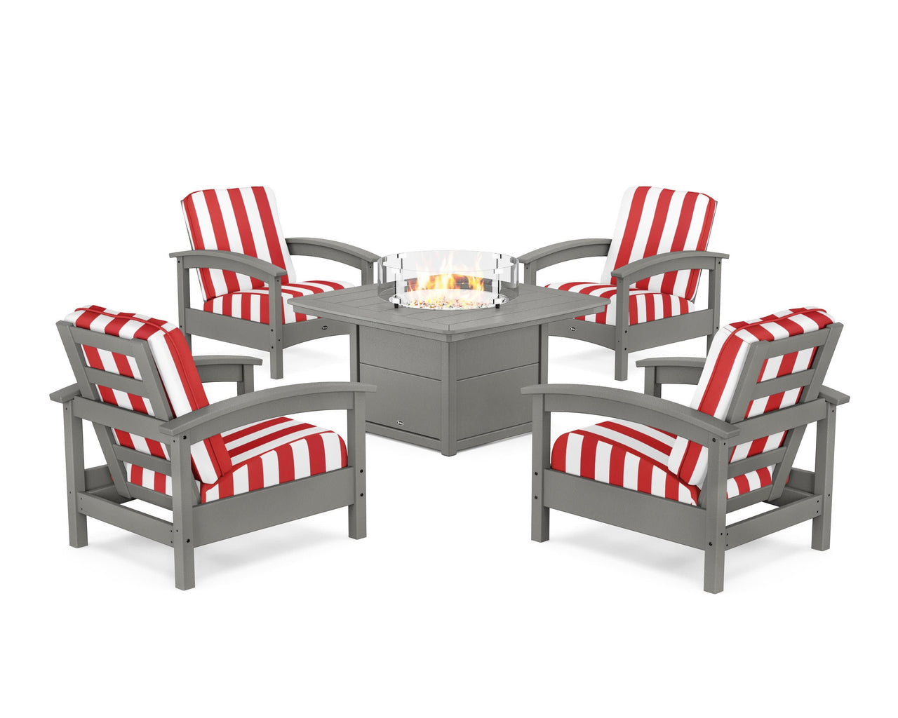 Trex Rockport 5-Piece Deep Seating Set with Yacht Club Fire Pit Table
