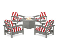 Thumbnail for Trex Rockport 5-Piece Deep Seating Set with Yacht Club Fire Pit Table