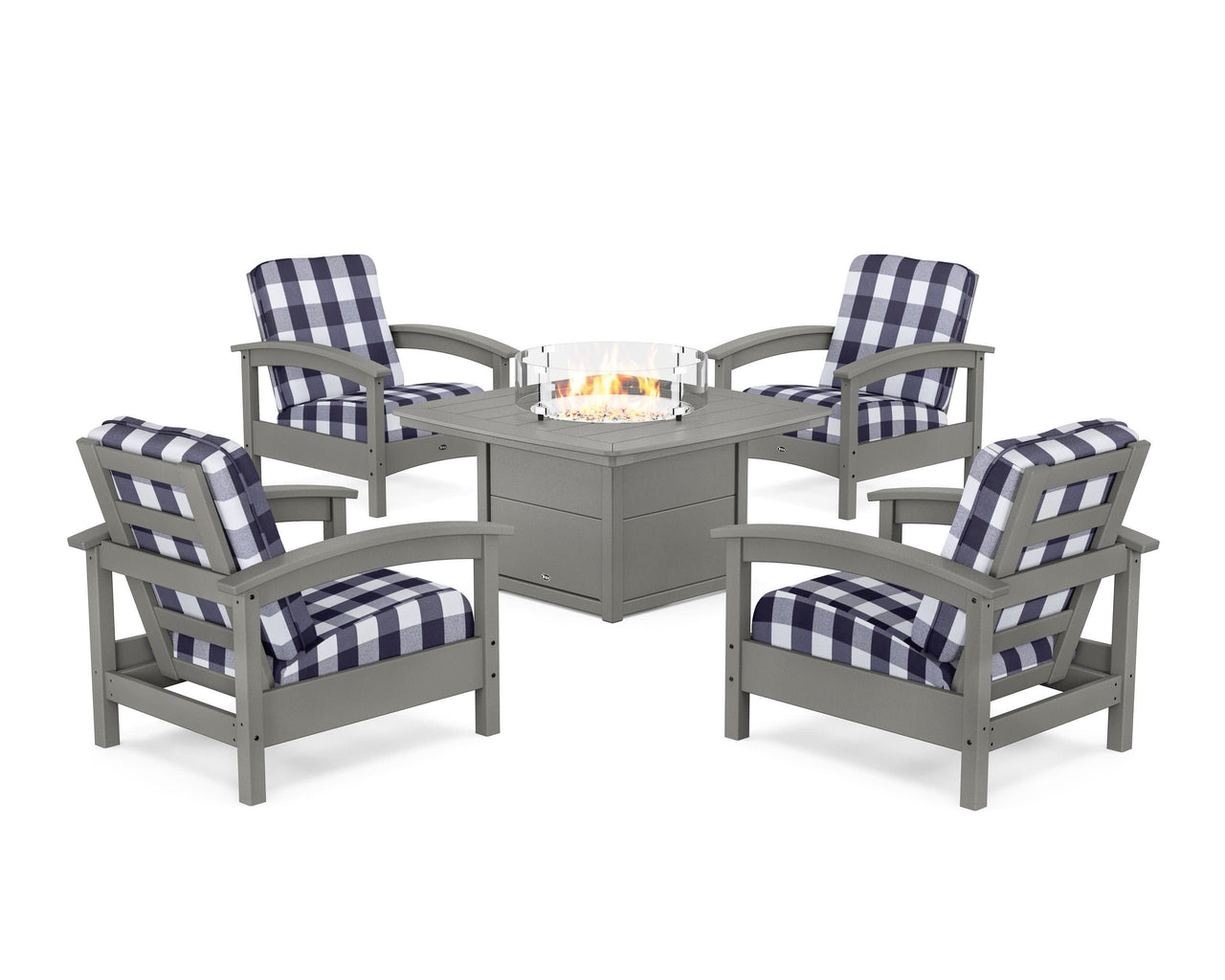 Trex Rockport 5-Piece Deep Seating Set with Yacht Club Fire Pit Table