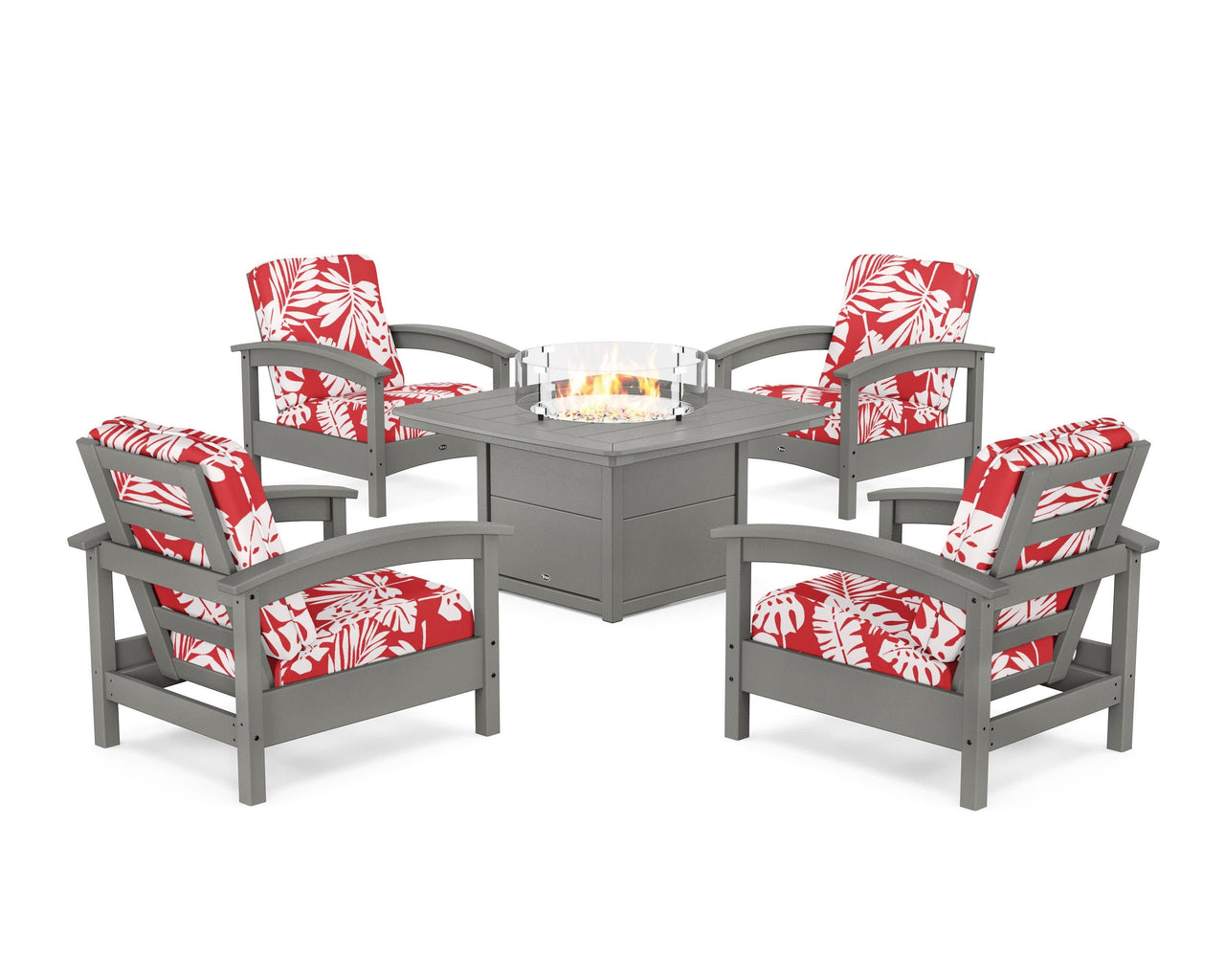 Trex Rockport 5-Piece Deep Seating Set with Yacht Club Fire Pit Table