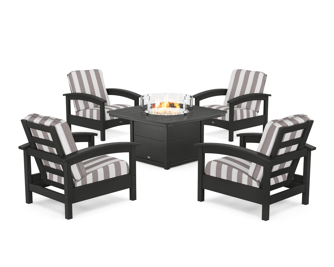 Trex Rockport 5-Piece Deep Seating Set with Yacht Club Fire Pit Table