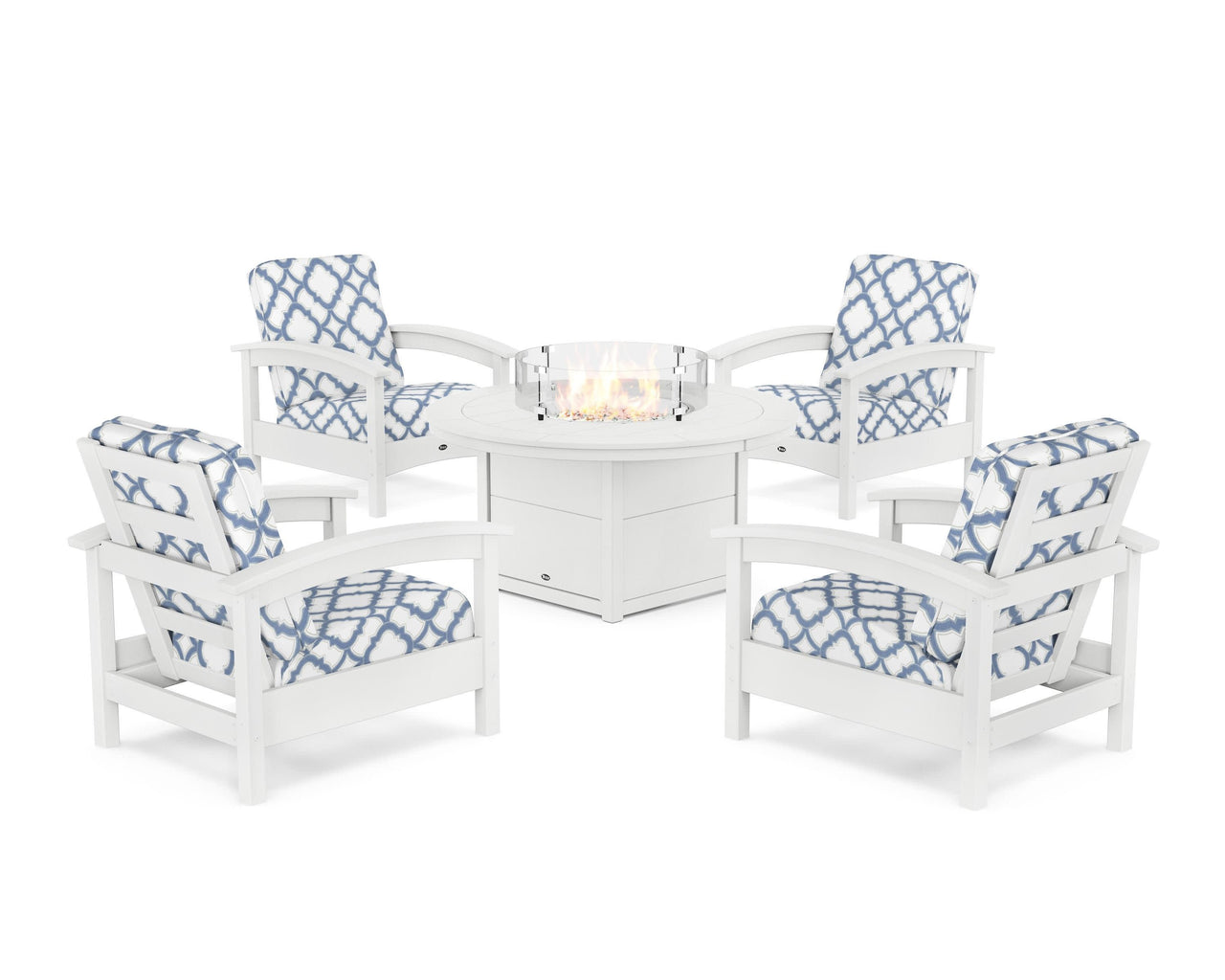Trex Rockport 5-Piece Deep Seating Set with Round Fire Pit Table