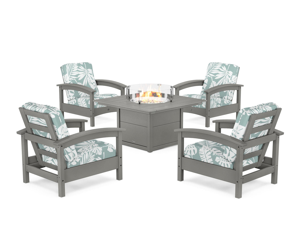 Trex Rockport 5-Piece Deep Seating Set with Square Fire Pit Table