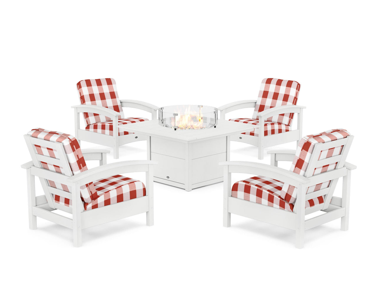 Trex Rockport 5-Piece Deep Seating Set with Square Fire Pit Table