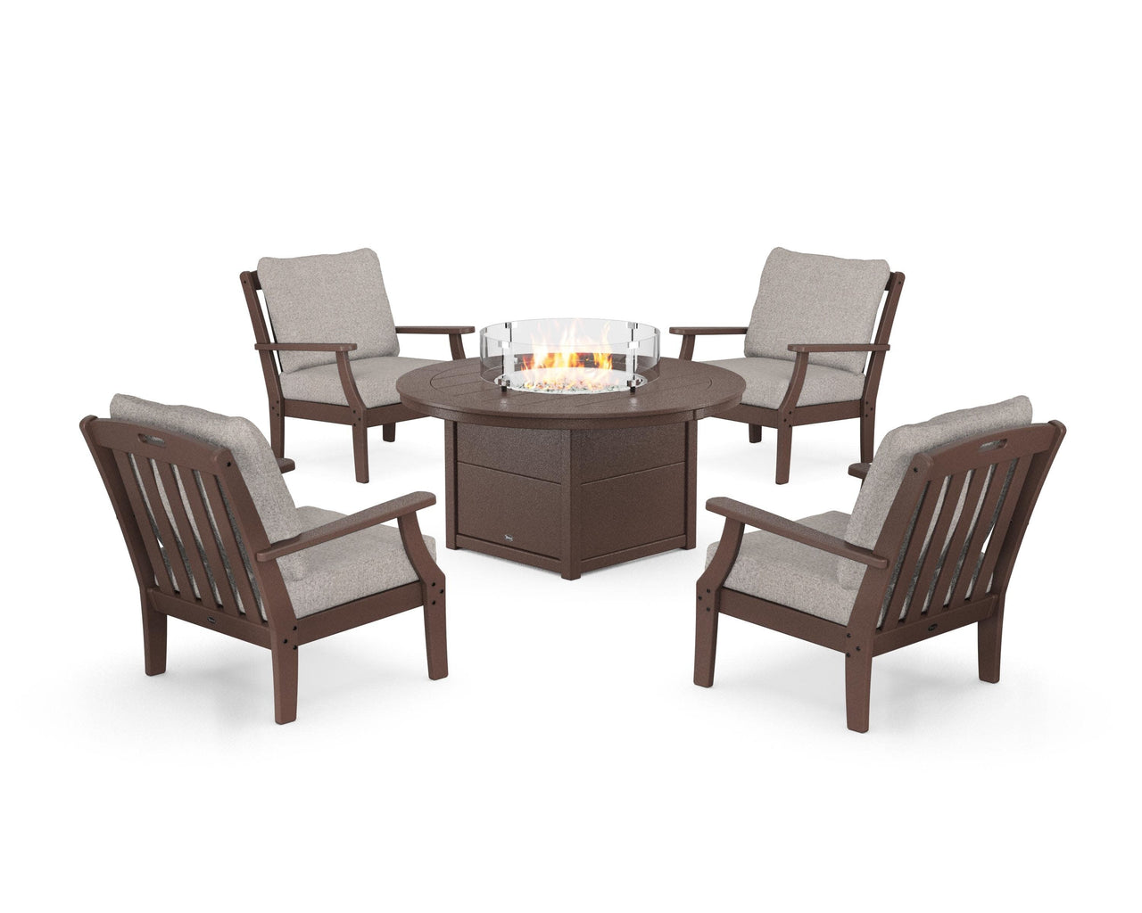 Trex Yacht Club 5-Piece Deep Seating Set with Round Fire Pit Table