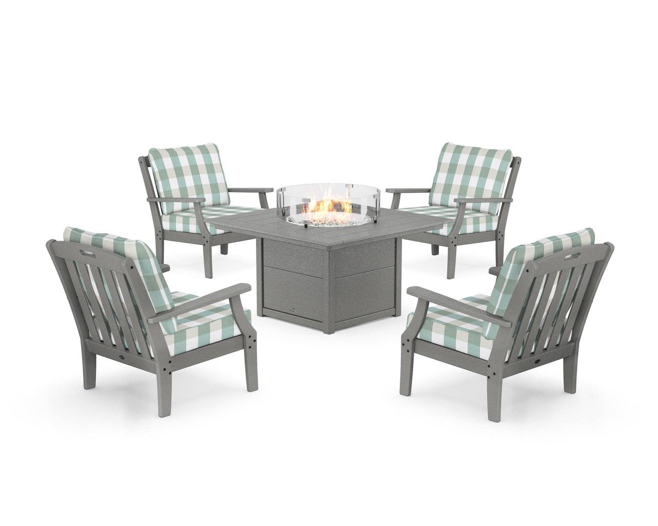 Trex Yacht Club 5-Piece Deep Seating Set with Square Fire Pit Table