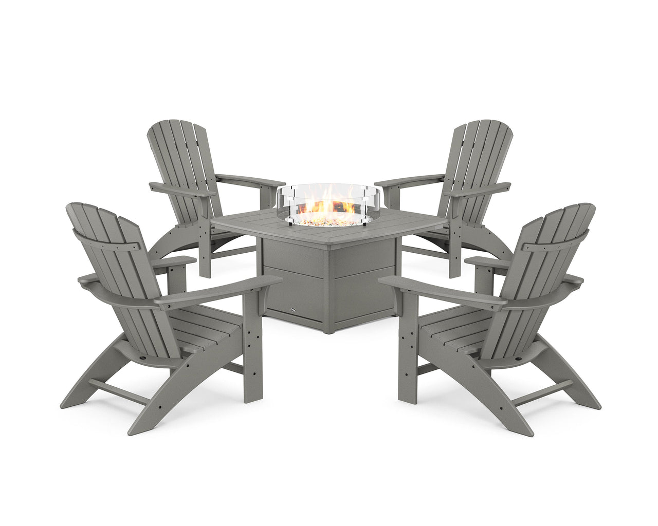 Trex Yacht Club Adirondack 5-Piece Set with Fire Pit Table