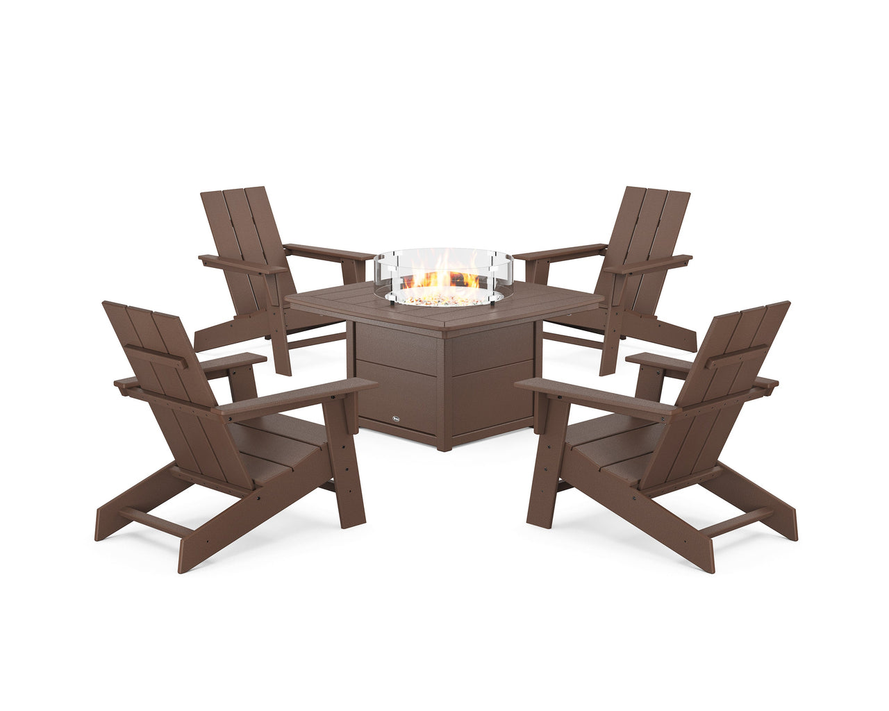 Trex Eastport Modern Adirondack 5-Piece Set with Yacht Club Fire Pit Table