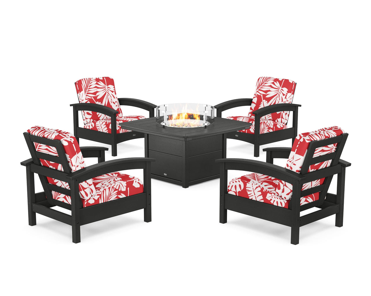 Trex Rockport 5-Piece Deep Seating Set with Yacht Club Fire Pit Table