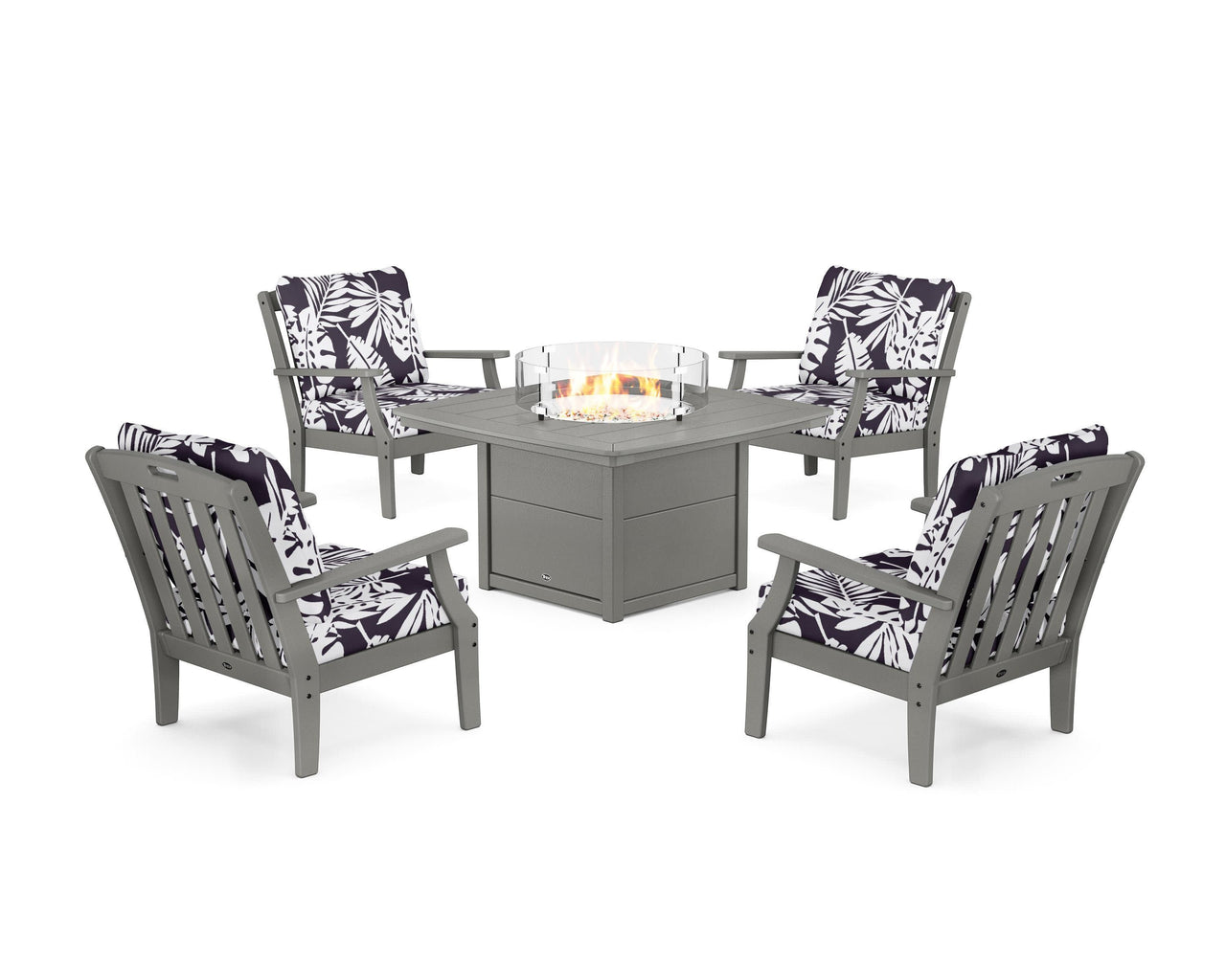 Trex Yacht Club 5-Piece Deep Seating Set with Fire Pit Table