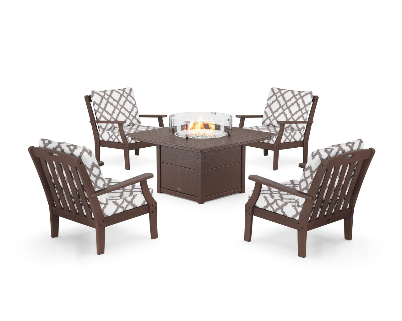 Trex Yacht Club 5-Piece Deep Seating Set with Square Fire Pit Table