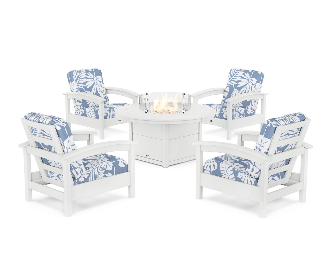 Trex Rockport 5-Piece Deep Seating Set with Round Fire Pit Table
